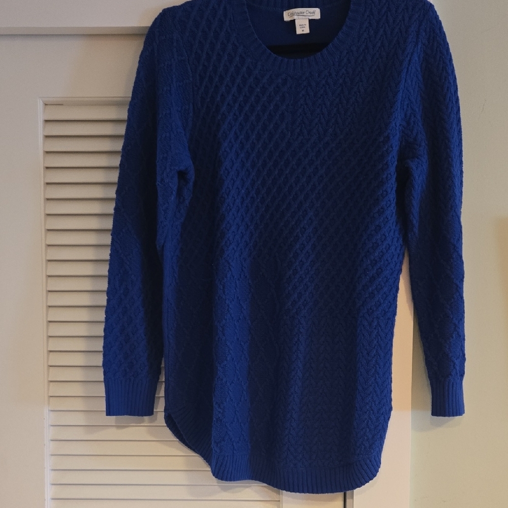 Coldwater Creek. Cable & Gauge Women's Deep Blue Textured Sweater